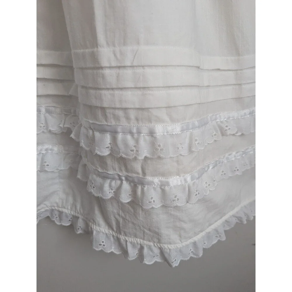 Vintage Handmade Baptism Christening Gown Slip White Cotton Eyelet Lace 31